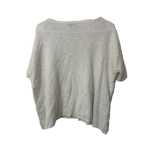 Eileen Fisher Knit Round Neck Linen Cotton Women's Large White Top - Picture 3 of 4